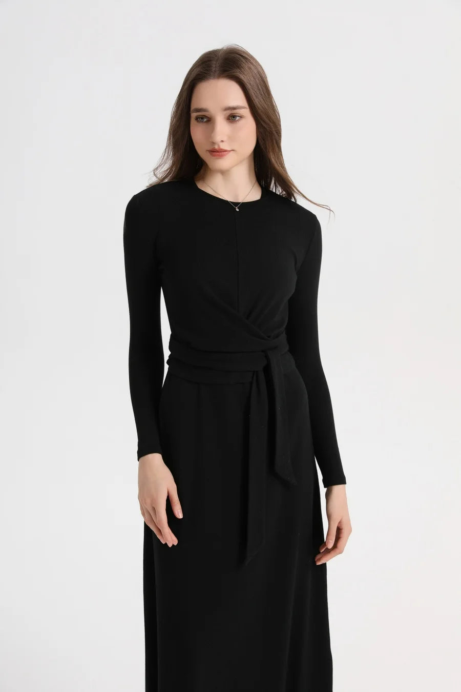 AS 2025 summer ribbing closed-fit wrap tops + Aline dress high Stretch matching sets