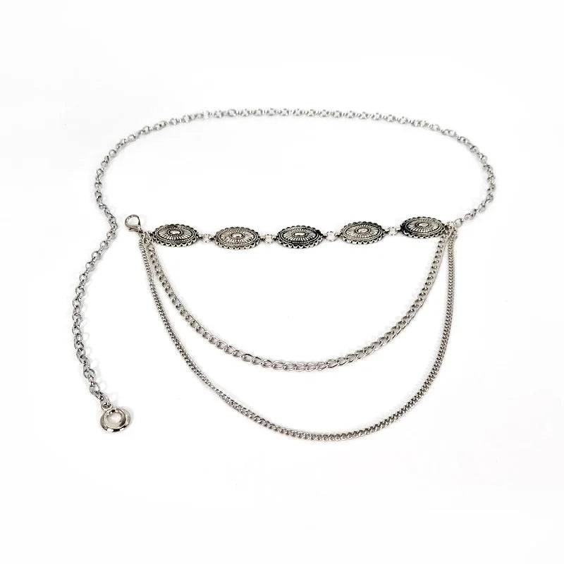 Ethnic style waist chain accessories Bohemian versatile belt women's dress high-end dress with waistband metal retro