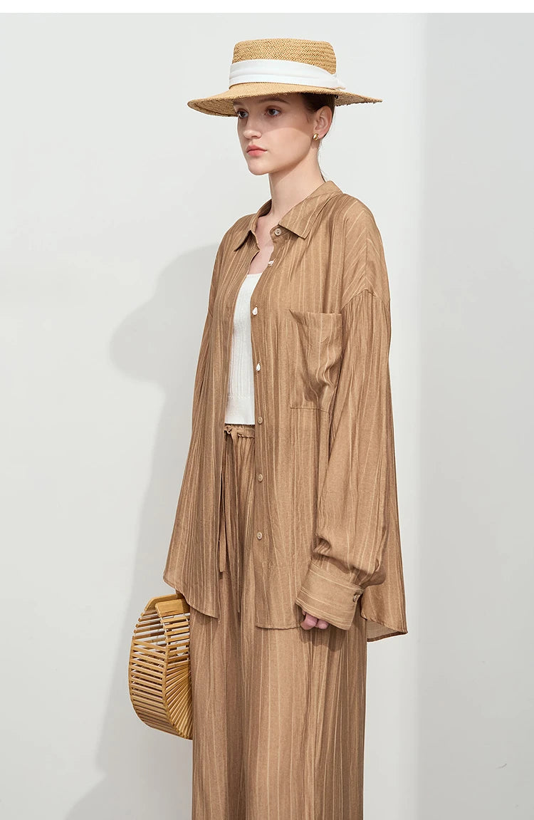 AMII Minimalism Shirt Pants For Women 2025 Spring New Casual Basic Shirt Sold Separate Straight Long Wide Leg Pants 12511048