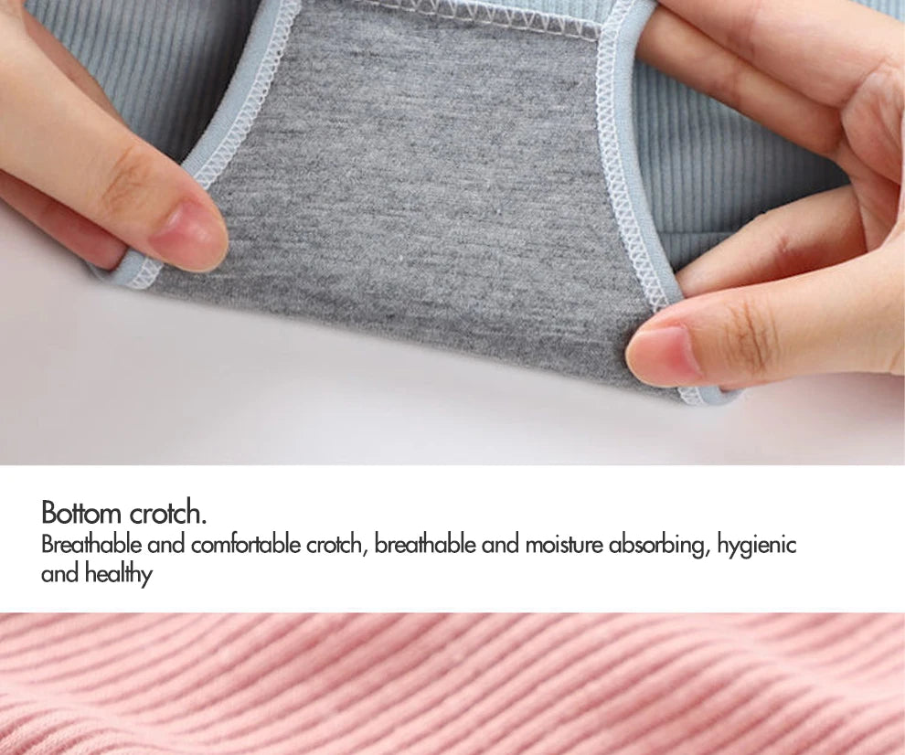 8pcs Women Panties Girl Plus Size Underwear High Waist Briefs Breathable Solid Color Soft Female Lingerie