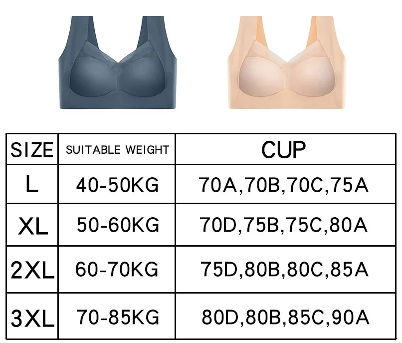 Woman Top Bra Sexy Push Up Bra Seamless Ice Silk Underwear Women Unwired Ring Sleep Lingerie Fitness Sports Bralette Invisible
