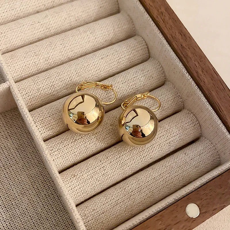 Trendy Gold Plated Geometric Gear Shape Circle Hoop Earrings for Women Girl Fashion Zircon Jewelry Buckle Type