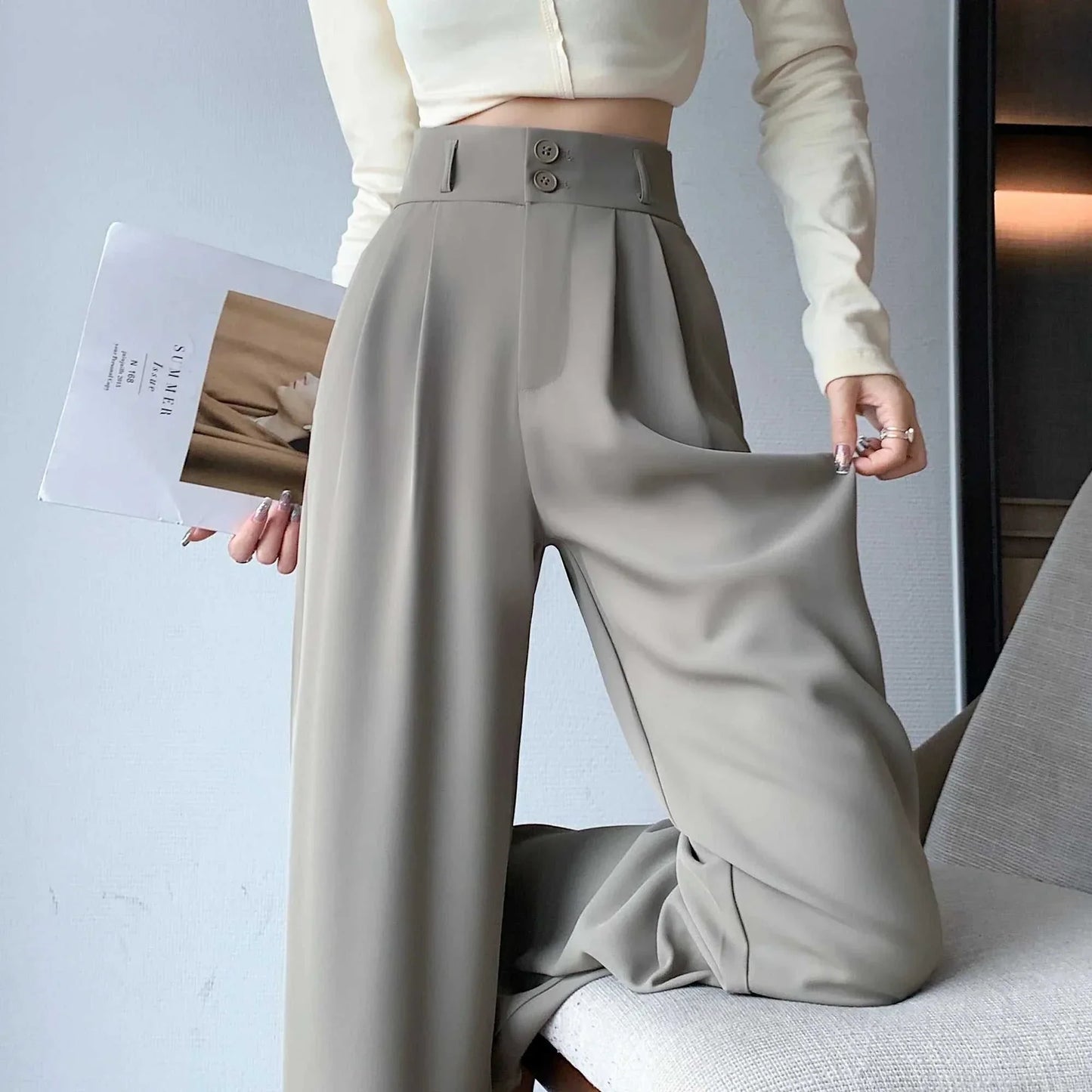 Spring Summer White High Waist