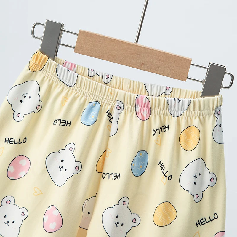 2-piece Summer Children's Comfortable And Versatile Cute Short sleeved Shorts Set For Boys And Girls Casual Home And Outdoor Set