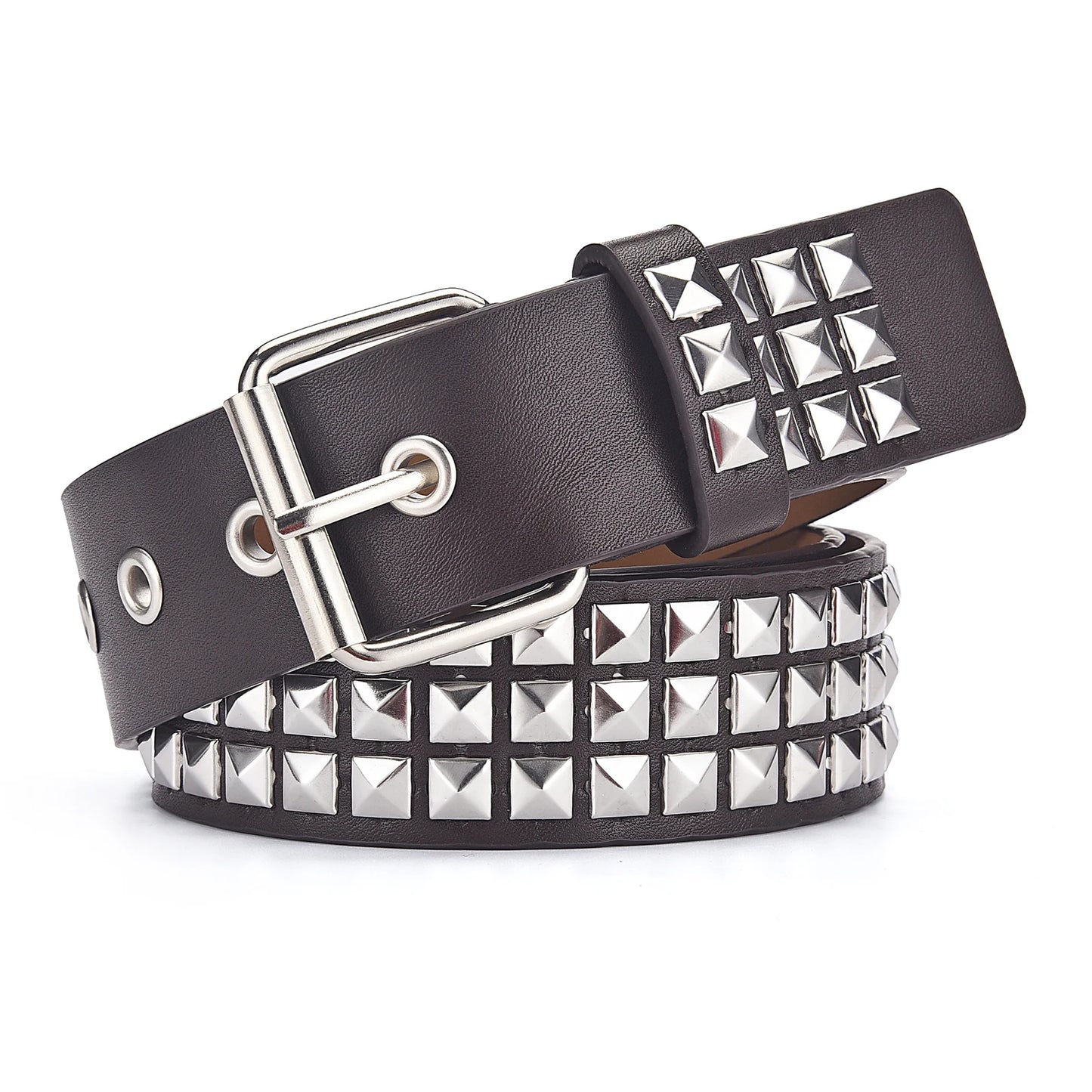 Fashion New Square Bead Rivet Belt Metal Pyramid Belt Men and Women Punk Hardware Jeans Belt Y2K Belt Designer Belt Women's Belt