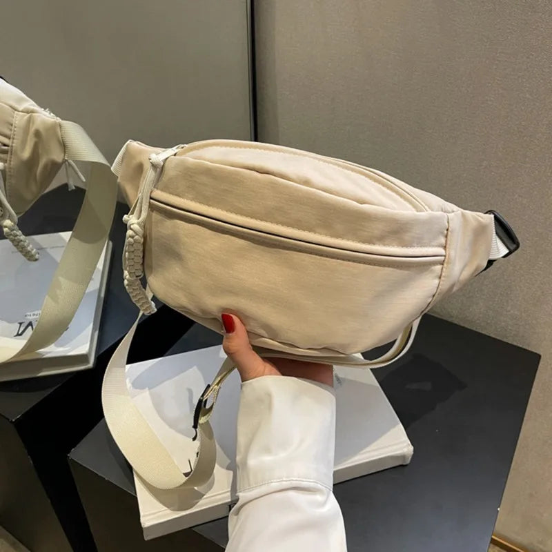 Waist Bag Women New Canvas Leisure Portable Zipper Korean Style Canvas Chest Bag Shoulder Bag Waist Bag Sports