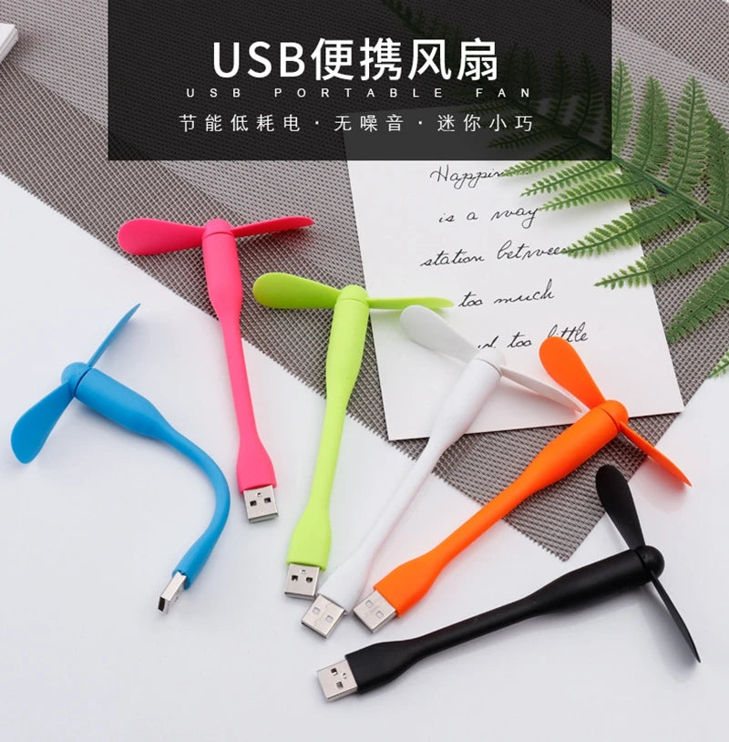Mini USB Fan Flexible Bendable Fan For Power Bank Laptop PC AC Charger Portable Hand Cooling Fan For Computer Summer Gadget