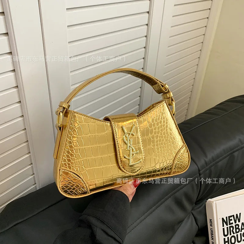 Texture Stone Patterned Armpit Bag 2025 New Simple Single Shoulder Women's Bag Temperament Crossbody Bag Small Fragrance Style