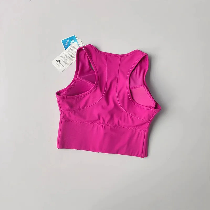Women's High Impact Sports Bra Top Front Zipper Breathable Shockproof Fitness Vest for Running Gym Wear Yoga Brassiere