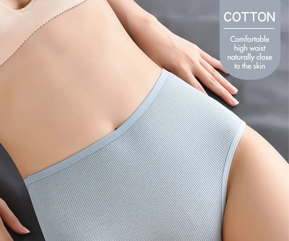 8pcs Women Panties Girl Plus Size Underwear High Waist Briefs Breathable Solid Color Soft Female Lingerie
