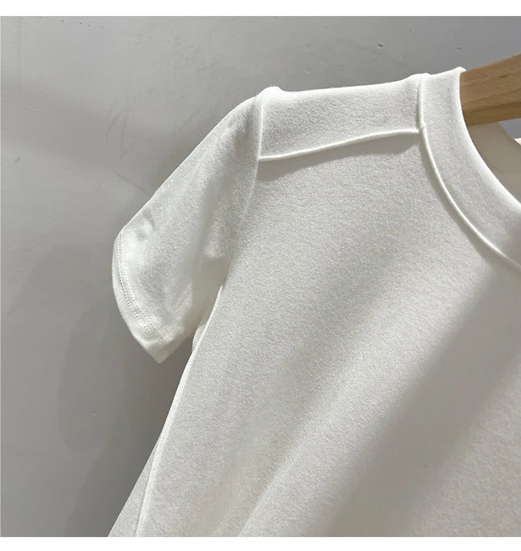 AOSSVIAO 2025 Summer white T-shirt Cotton female short-sleeved student versatile loose half-sleeve t-shirt Harajuku top trend