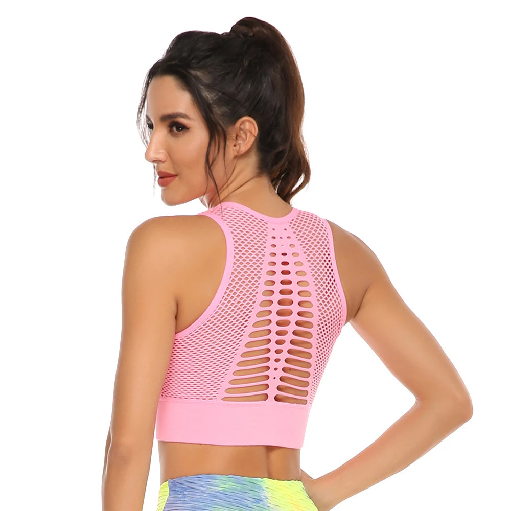 Hot Fitness Women's T-shirts Workout Sports Bra Yoga Vest Backless Solid Quick Dry Running Gym Sport bra Yoga Shirts Tank Top