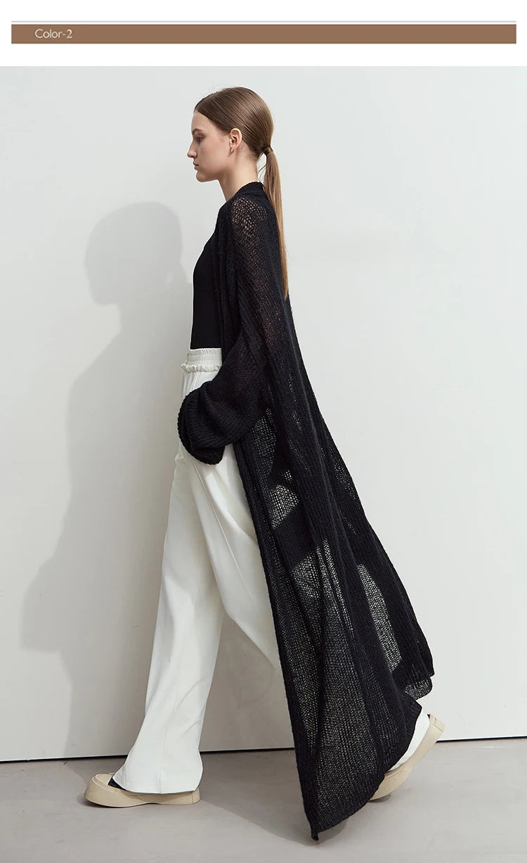 AMII Minimalist Long Sweater Cardigan For Women 2025 Spring New Casual Office Lady Knitted Coats Loose Female Cardigan 12551045