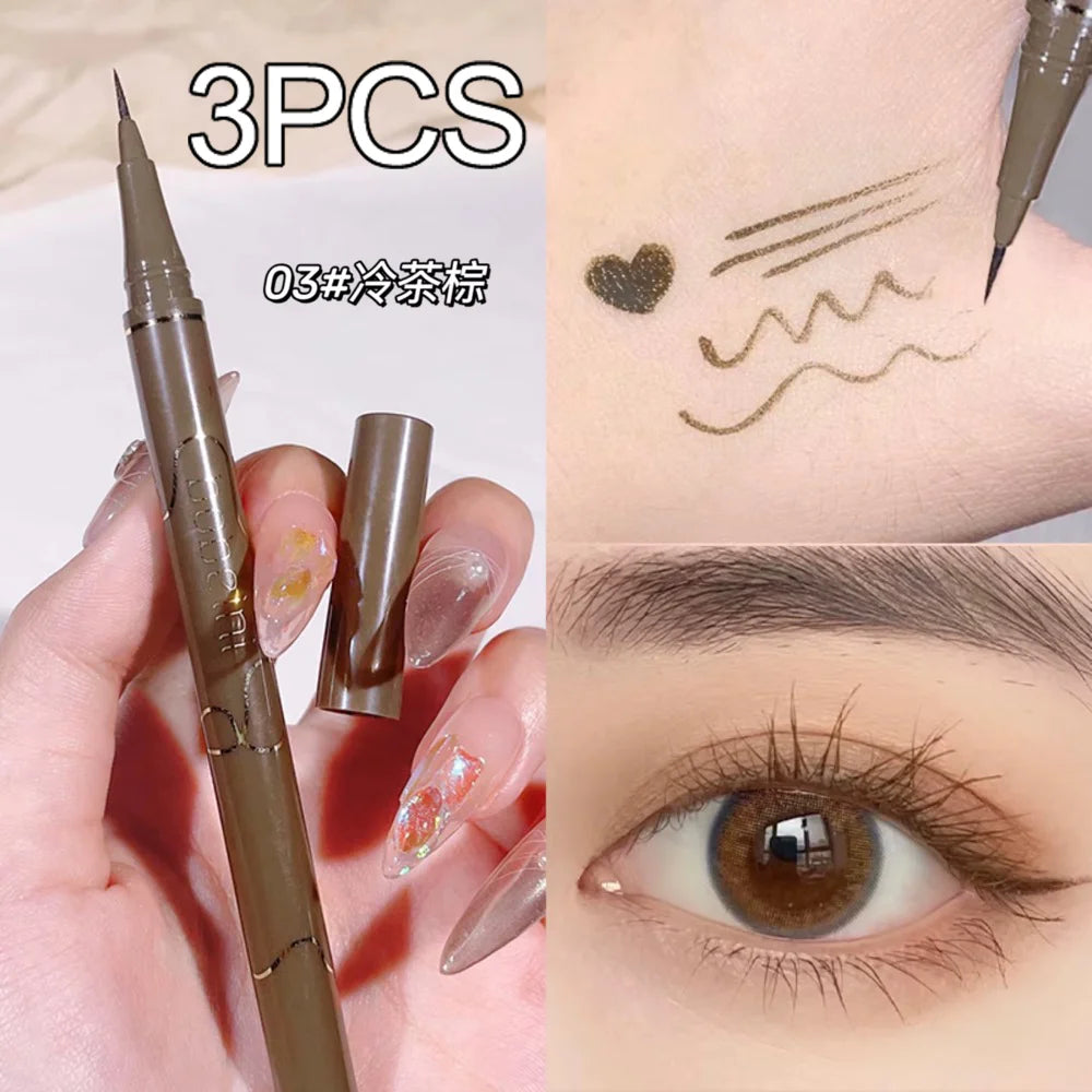 Slim eyeliner is waterproof, sweat-proof, long-lasting and non-smudged. Newbie brown eyeliner liquid pen