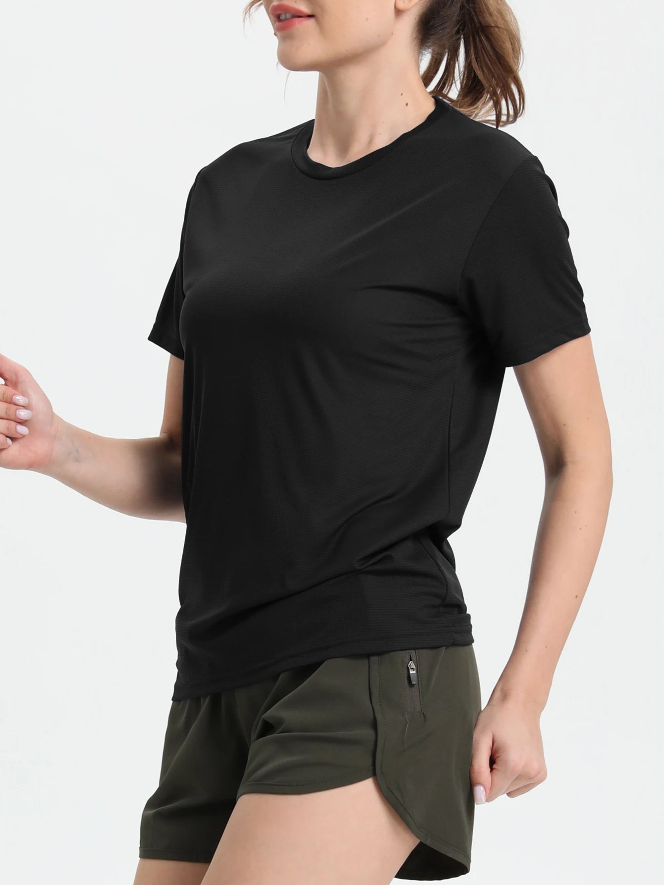 Women's Solid Color Ultralight Quick Dry Sport T-Shirt,Breathable Lightweight ,Running Gym Compression Shirt