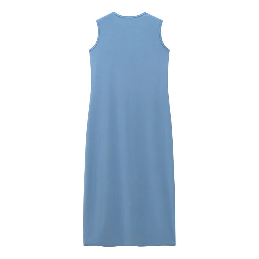 AS 2024 summer woman clothes cardigan Ankle Length maxi dress nature fiber ribbing fabric clothing ( Ship in 1 day)
