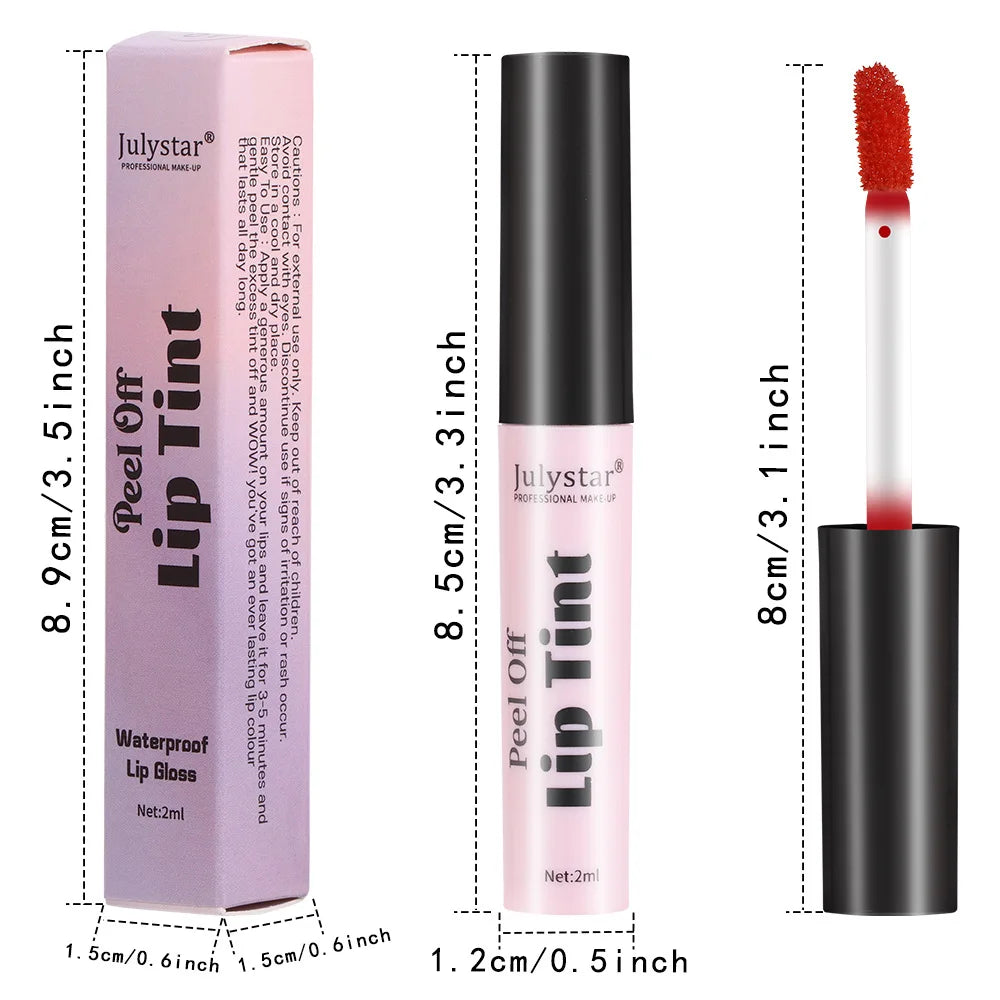 Julystar Peel Off Liquid Lipstick 6 Color Waterproof Lasting Matte Pink Lip Gloss Moisturizer Tear-off Lip Stain Cosmetic Makeup