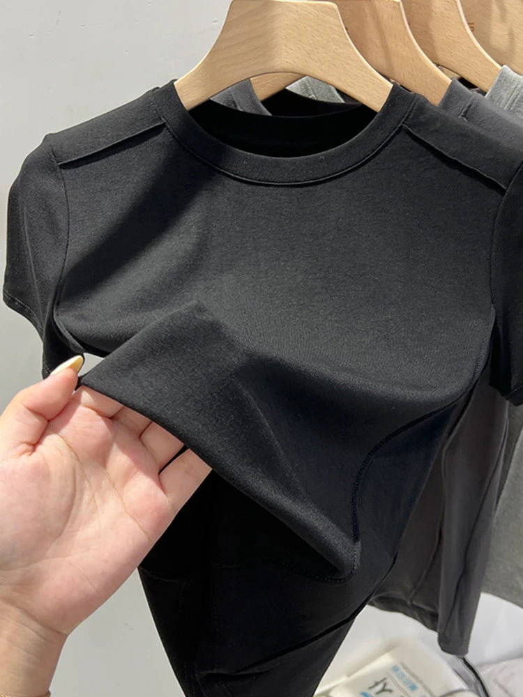 AOSSVIAO 2025 Summer white T-shirt Cotton female short-sleeved student versatile loose half-sleeve t-shirt Harajuku top trend