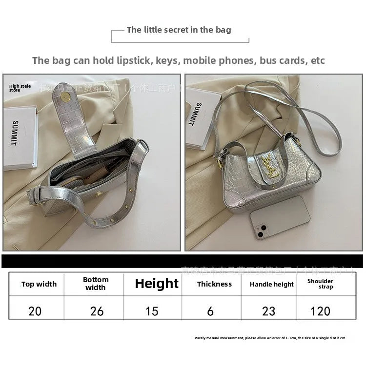 Texture Stone Patterned Armpit Bag 2025 New Simple Single Shoulder Women's Bag Temperament Crossbody Bag Small Fragrance Style