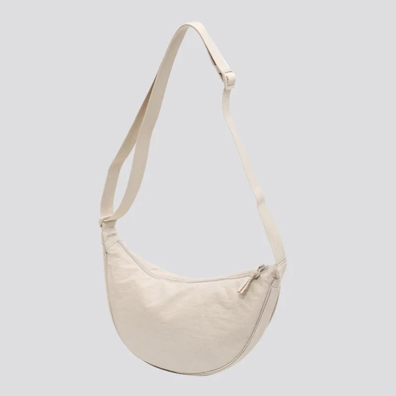 Solid Color Women's Portable Shoulder Bag Simple Female Nylon Cloth Padded Crossbody Bags Travel Purse Handbags Messenger Bag