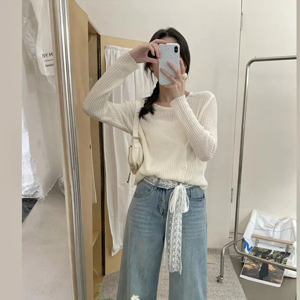Unique Y2k Long Lace Waistband Bow Thin Lace Waist Belt Floral Tie Up Dress Jeans Belt Streetwear