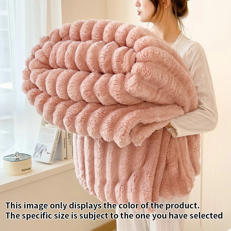 Light luxury Multifunctional Solid Color Rabbit Velvet Blanket Winter Thick Warm Flannel Used For Bedroom Living Room Blanket