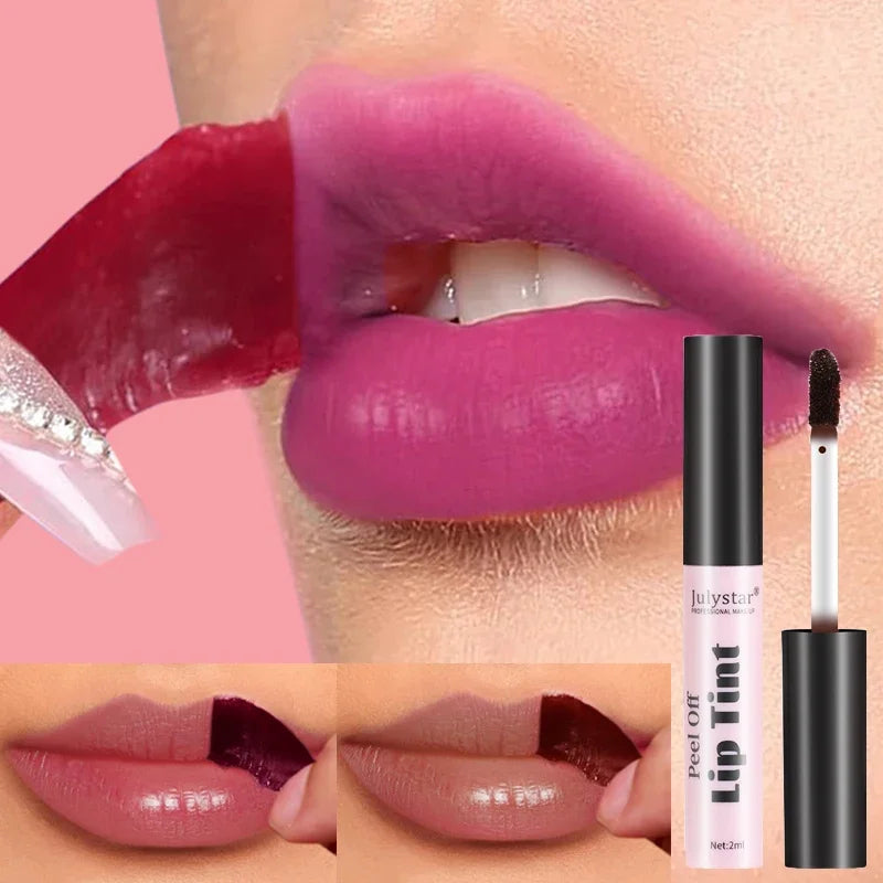 Julystar Peel Off Liquid Lipstick 6 Color Waterproof Lasting Matte Pink Lip Gloss Moisturizer Tear-off Lip Stain Cosmetic Makeup