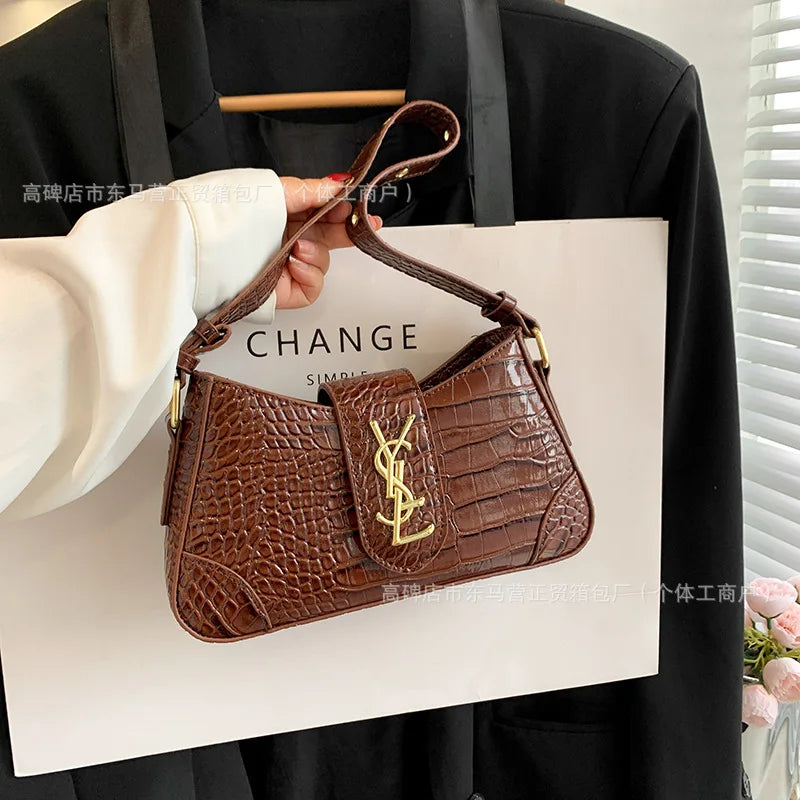 Texture Stone Patterned Armpit Bag 2025 New Simple Single Shoulder Women's Bag Temperament Crossbody Bag Small Fragrance Style
