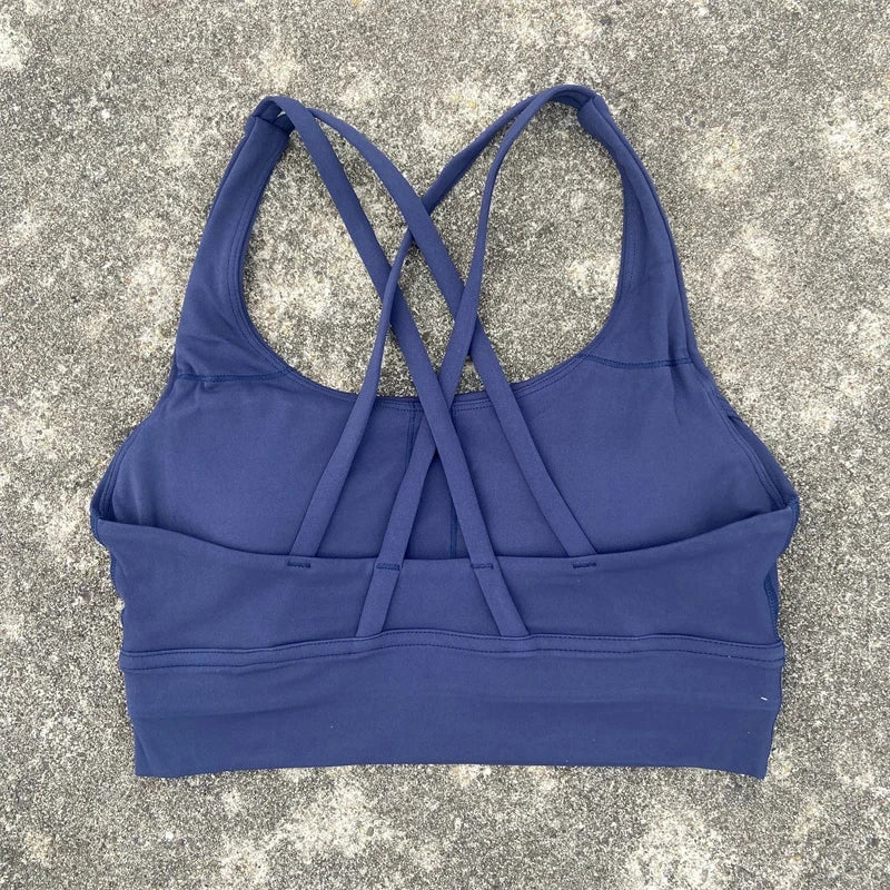 Solid Color Fitness sport Bra Women Cross soft high strength Tight Top Comprehensive Training Gym Yoga Underwear With Chest Pad