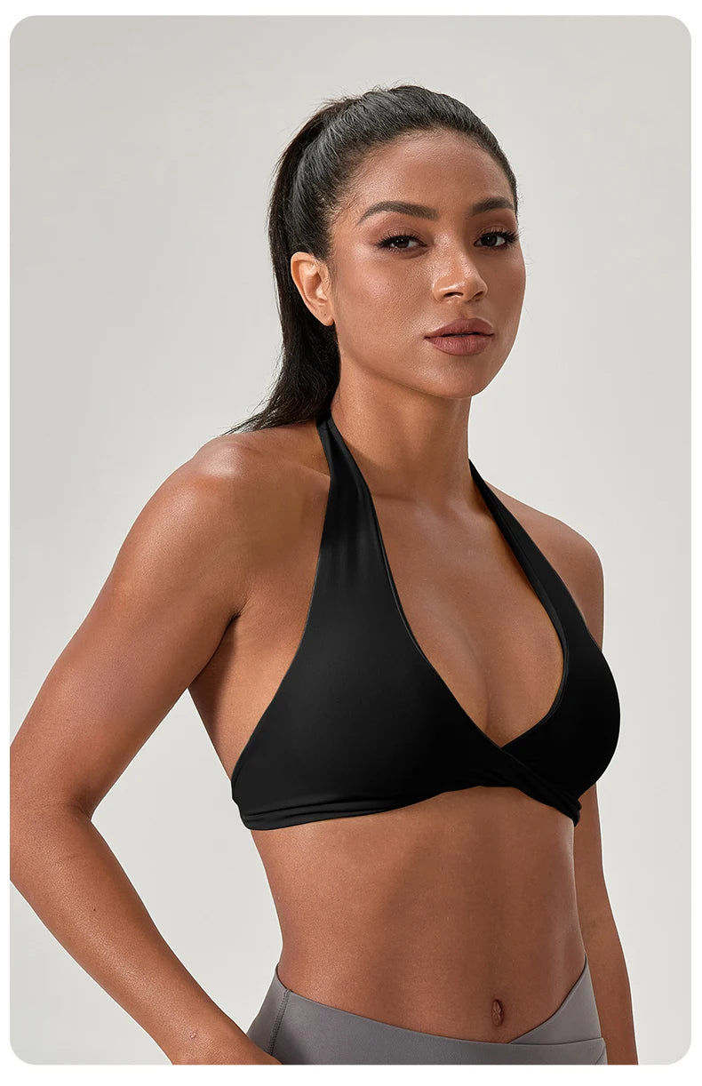 Sports Yoga Bra for Women Halter Neck with Stylish Back Design Sexy Gym Bra for Running Fitness Sports Bras