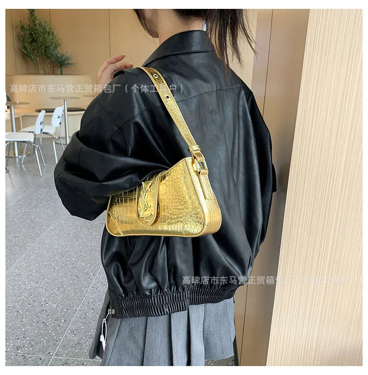 Texture Stone Patterned Armpit Bag 2025 New Simple Single Shoulder Women's Bag Temperament Crossbody Bag Small Fragrance Style