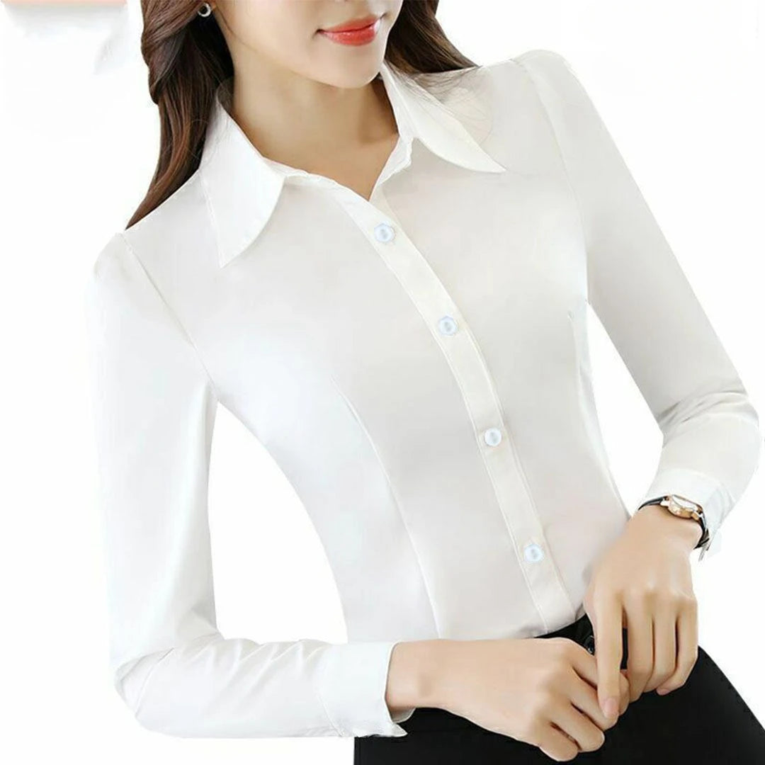 White Shirt Women Chiffon Dress Shirt Long Sleeve Blouses Slim Women Tops OL Korean Fashion Women Shirts Autumn Working Clothes
