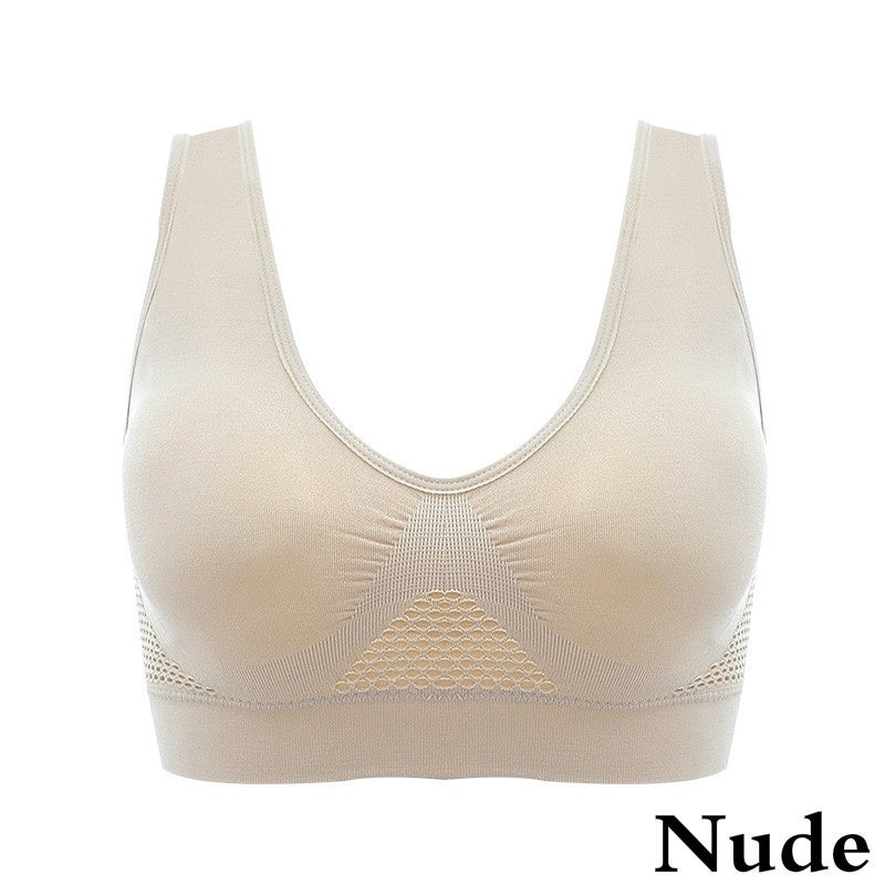 Women's Breathable Sports Vest Bra Sweat-absorbent Shockproof Pad Sports Top Track and Field Gym Running Fitness Sports Top