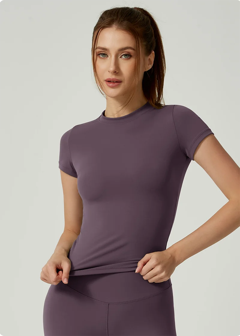 WAREBALL Sports Tops Quick-drying Ladies Tank Top Fitness Running Yoga Short Sleeve Elastic Breathable Yoga T-Shirt For Women