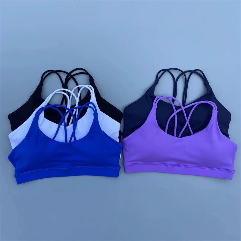 Solid Color soft high strength Women Fitness Bra Tight Sport Top Comprehensive Training Gym Yoga Underwear Tight With Chest Pad