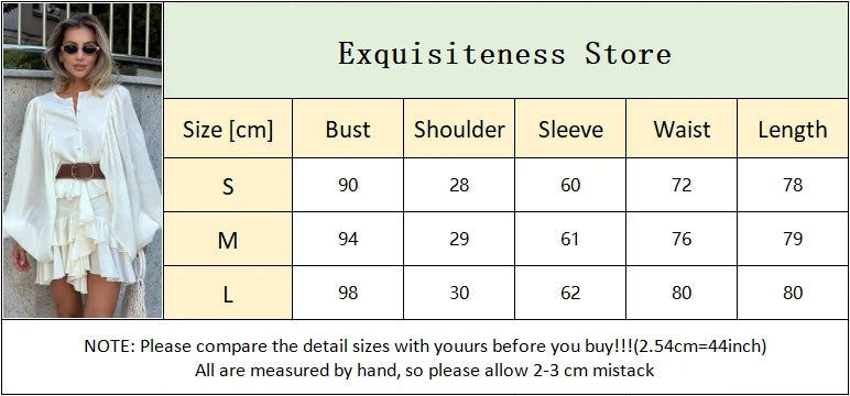 Fashion Women's Ruffles Short Dress Elegant Round Neck Lace Up Lantern Long Sleeve Mini Vestido Chic Female 2025 Solid Dresses