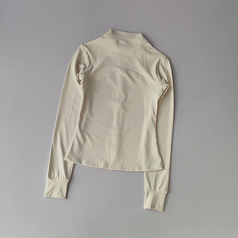 Zippered Sports Jacket for Women Yoga Suits Slim Fit Training for Jogging Long-sleeved Quick-drying Cardigan Jacket Top