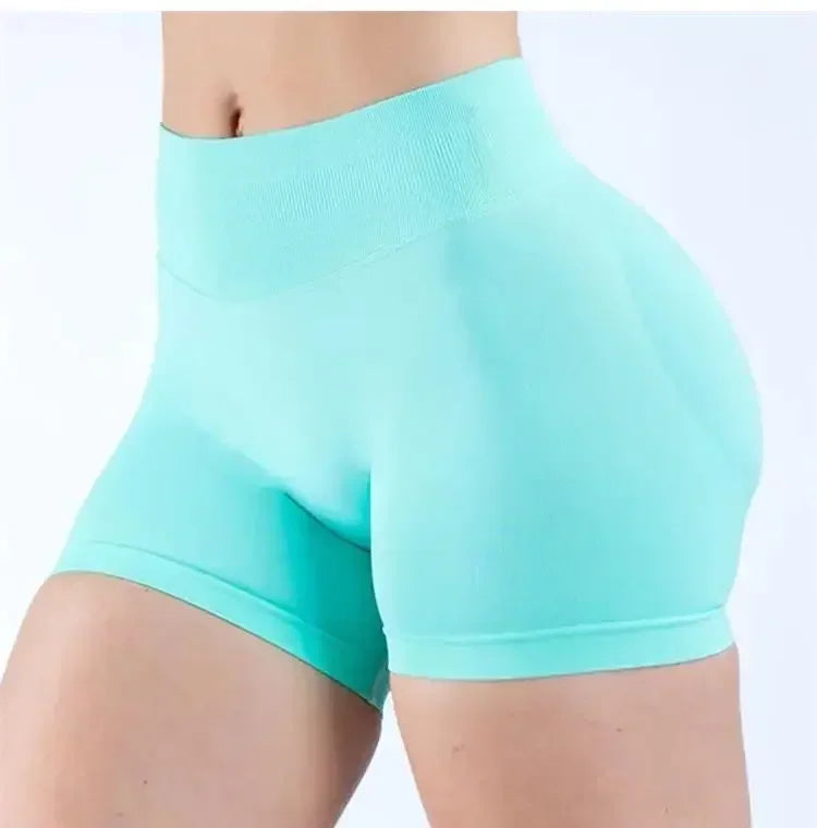 Summer High Waisted Yoga Shorts Women Fashionable and Sexy Running Fitness Pants Solid Color High Elastic Yoga Leggings