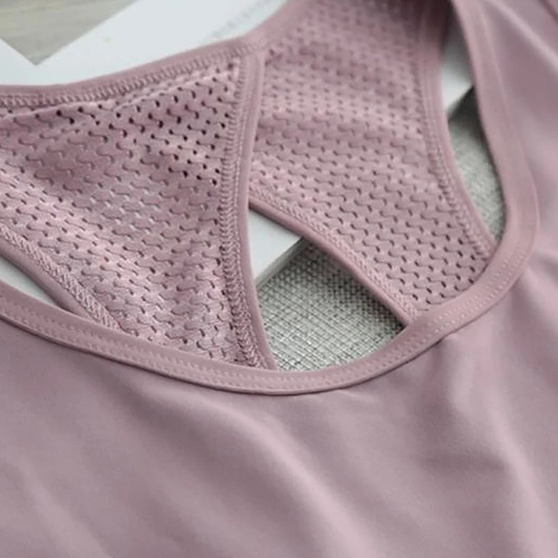 Summer Quick Dry Tank Top Thin Section Mesh Backless Loose Casual Versatile Camisole Yoga Sports T-Shirt Fitness Running Vest