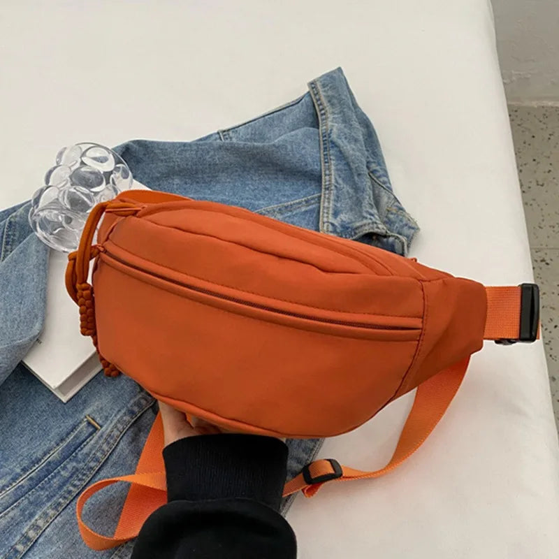 Waist Bag Women New Canvas Leisure Portable Zipper Korean Style Canvas Chest Bag Shoulder Bag Waist Bag Sports