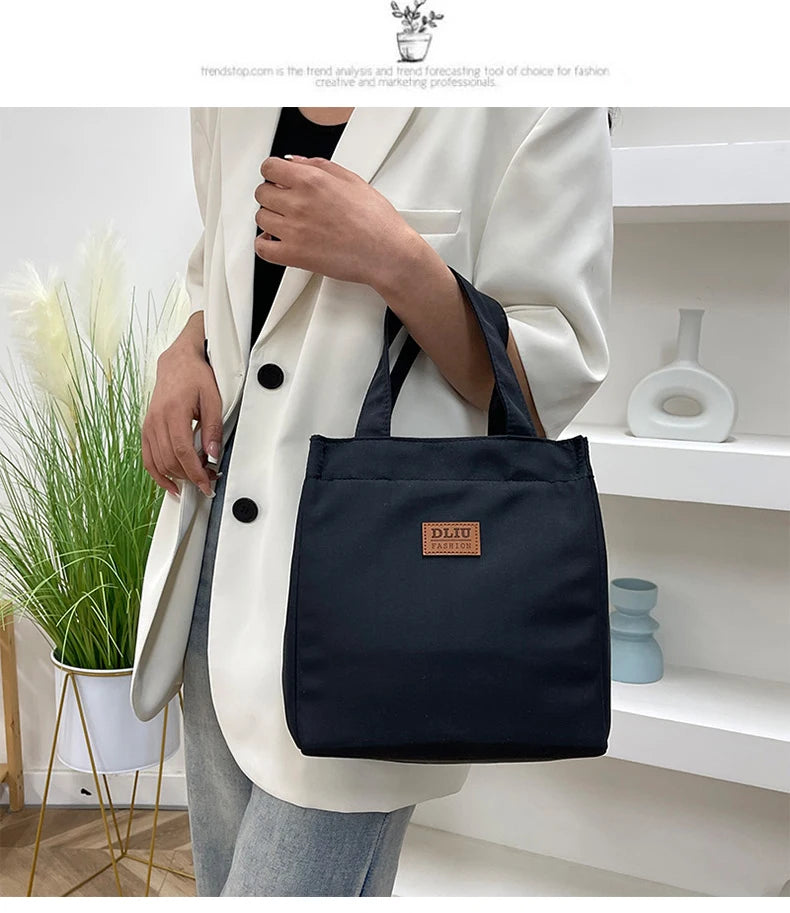 Large Capacity Lunch Bag with Aluminum Foil Insulation for Work, Simple and Practical Top Handle Bag