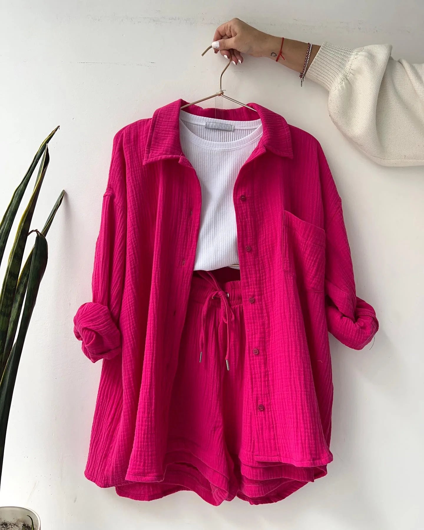 Solid Color Casual Loose Short Pants Sets For Women 2025 Elegant Summer Women's Two Pieces Suit Full Set Female Outfit Clothes