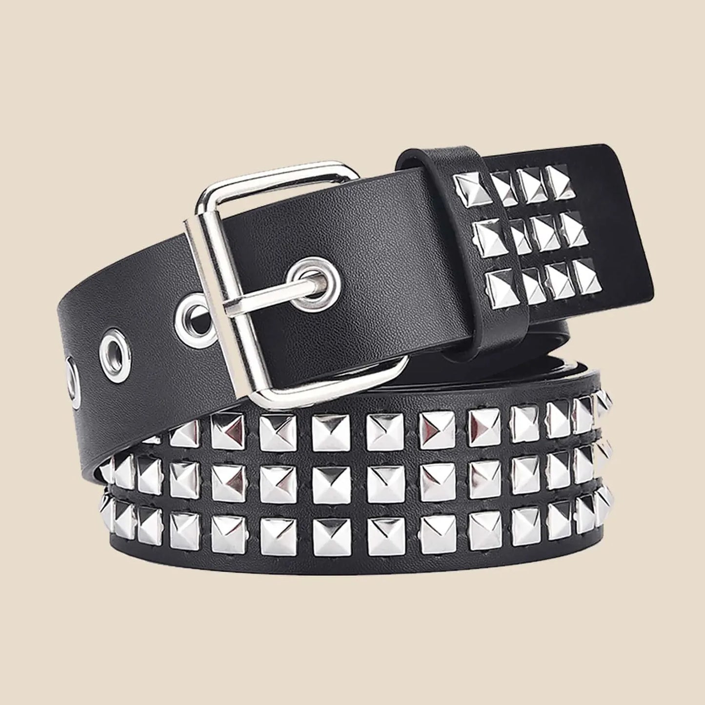 Fashion New Square Bead Rivet Belt Metal Pyramid Belt Men and Women Punk Hardware Jeans Belt Y2K Belt Designer Belt Women's Belt