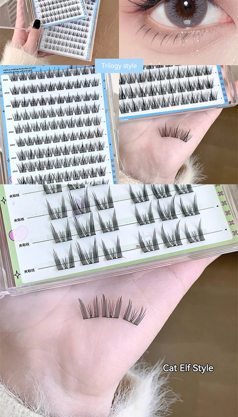 Gege Bear No-Glue False Eyelashes - Easy 3-Step Application, Natural Look, Perfect for Beginners with Sunflower Desig
