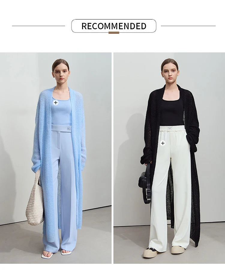 AMII Minimalist Long Sweater Cardigan For Women 2025 Spring New Casual Office Lady Knitted Coats Loose Female Cardigan 12551045