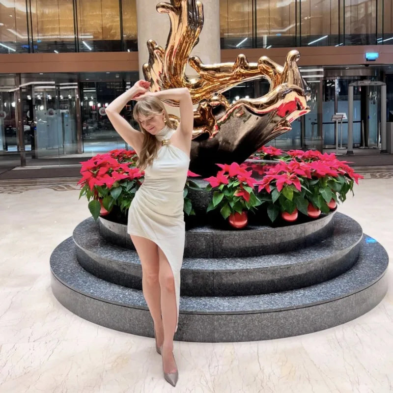 Trendix Fashion Metal Ring Tank Top Women 2025 Summer Y2k Solid Sleeveless Patchwork Tops Ladies Vacation Slim Party Elegant Top