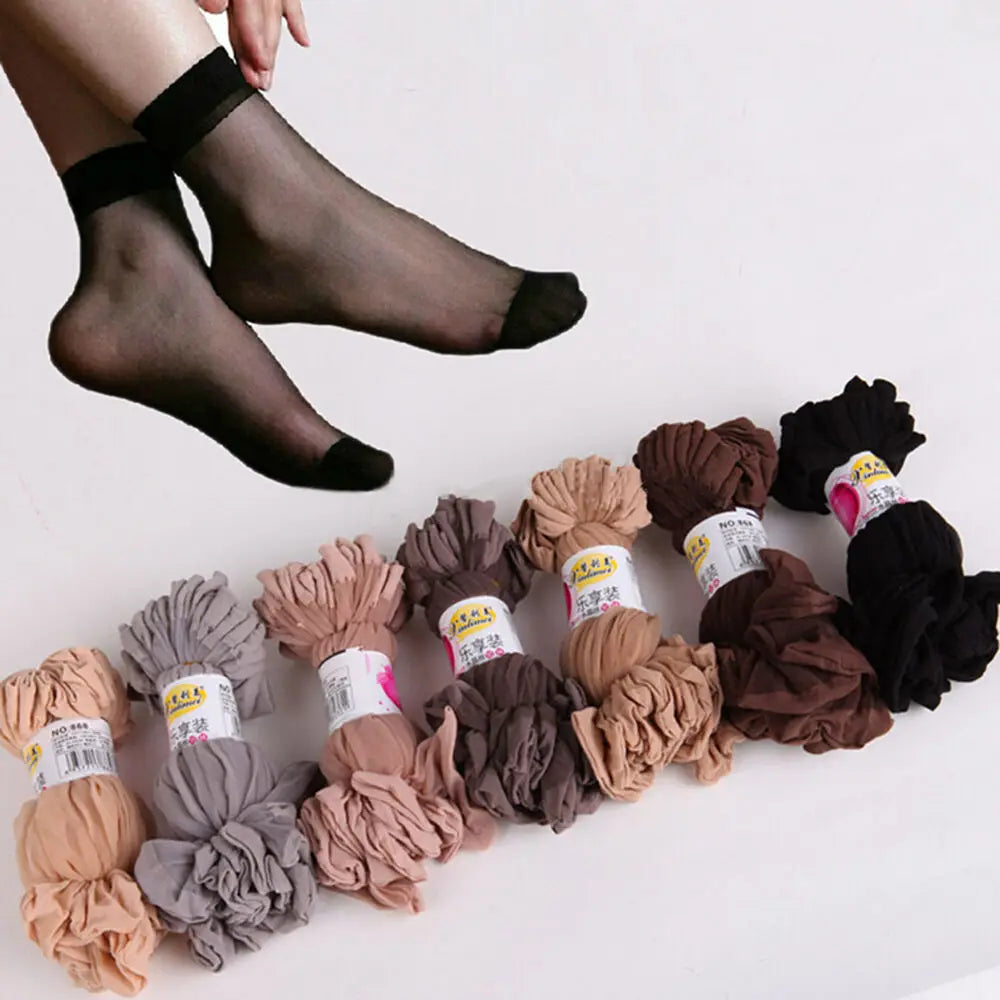 10pairs-50Pairs Transparent Summer Socks Ultrathin Women Nylon Ladies Female Short Ankle Meias Elastic Crystal Spring Silk Sox