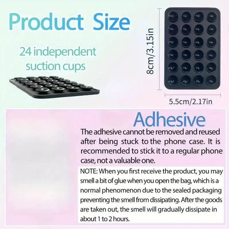 Silicone 24 Suction Phone Holder Multifunctional Suction Cup Mat Wall Stand Anti-Slip Single Sided Case Glue Mount Back Stickers