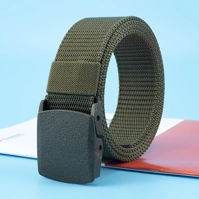 8 Colors Men Female Belts Military Nylon Adjustable Belt Outdoor Travel Tactical Waist Belt with Plastic Buckle for Pants 120cm
