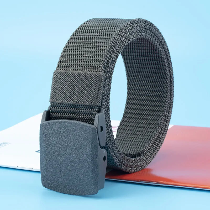 8 Colors Men Female Belts Military Nylon Adjustable Belt Outdoor Travel Tactical Waist Belt with Plastic Buckle for Pants 120cm